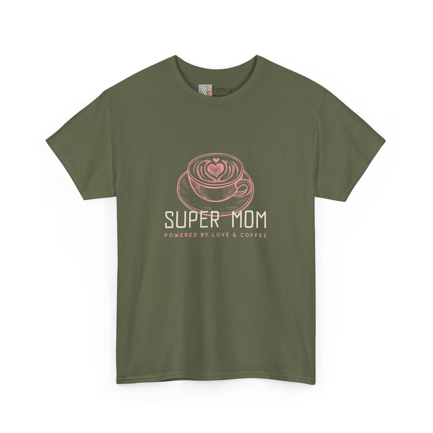 Super Mom Cotton Tee - Powered by Love & Coffee