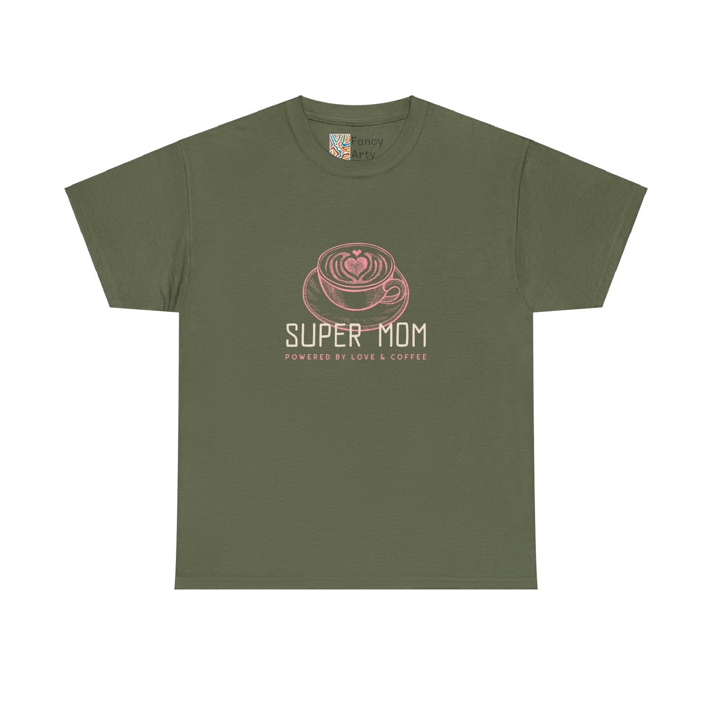 Super Mom Cotton Tee - Powered by Love & Coffee
