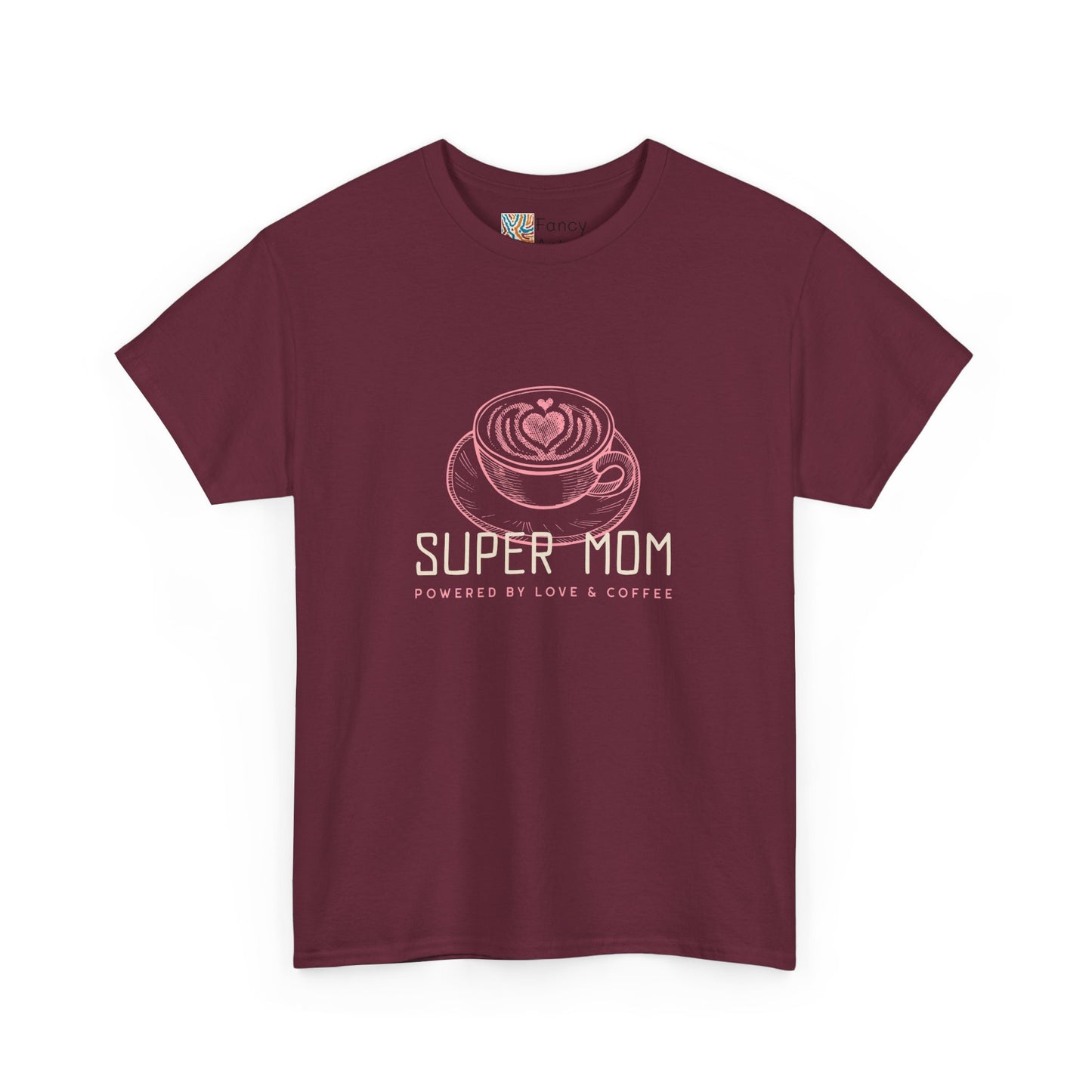 Super Mom Cotton Tee - Powered by Love & Coffee