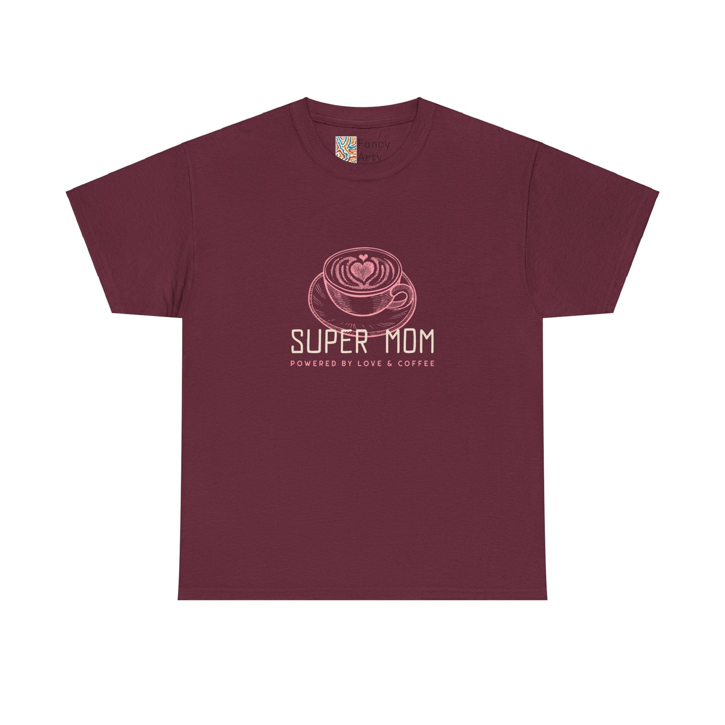 Super Mom Cotton Tee - Powered by Love & Coffee