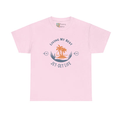 Jet-Set Life Unisex Tee - Living My Best, Great Travel Gift for Men and Women
