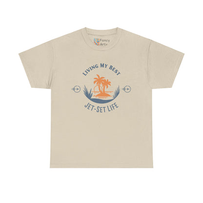 Jet-Set Life Unisex Tee - Living My Best, Great Travel Gift for Men and Women