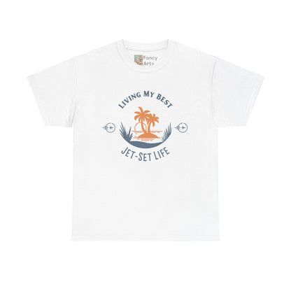 Jet-Set Life Unisex Tee - Living My Best, Great Travel Gift for Men and Women