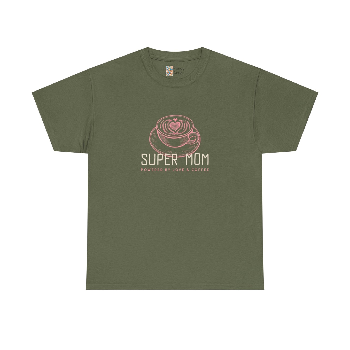 Super Mom Cotton Tee - Powered by Love & Coffee