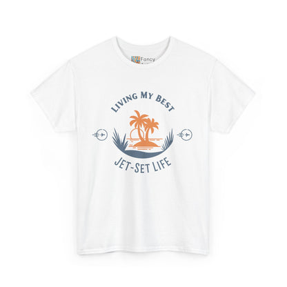 Jet-Set Life Unisex Tee - Living My Best, Great Travel Gift for Men and Women