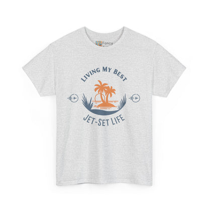Jet-Set Life Unisex Tee - Living My Best, Great Travel Gift for Men and Women